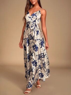 Lulus | Dresses | Lulus Molinetto Navy Blue Lace Ruffled Tiered Sleeveless  Maxi Dress Size M | Poshmark